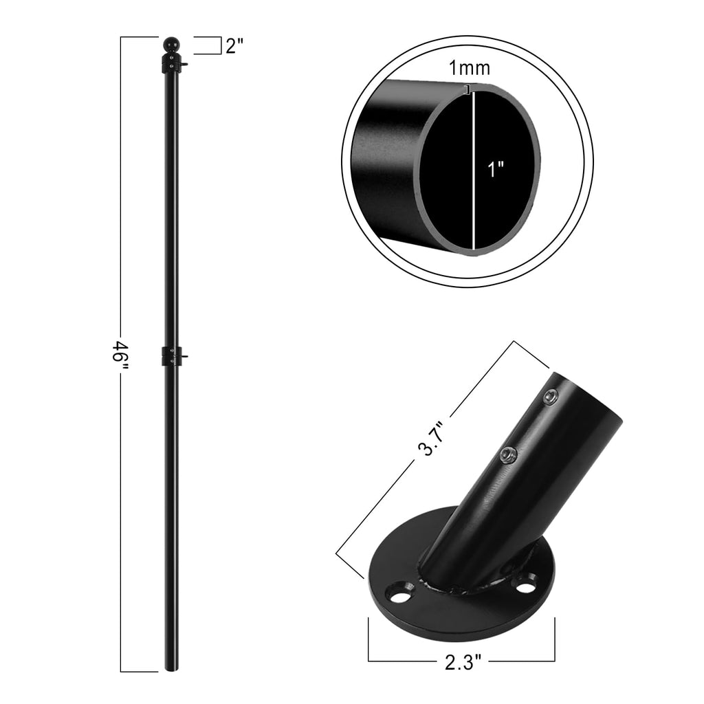 47" Stainless Steel Flag Pole Kit with Wall Mount Bracket M4296