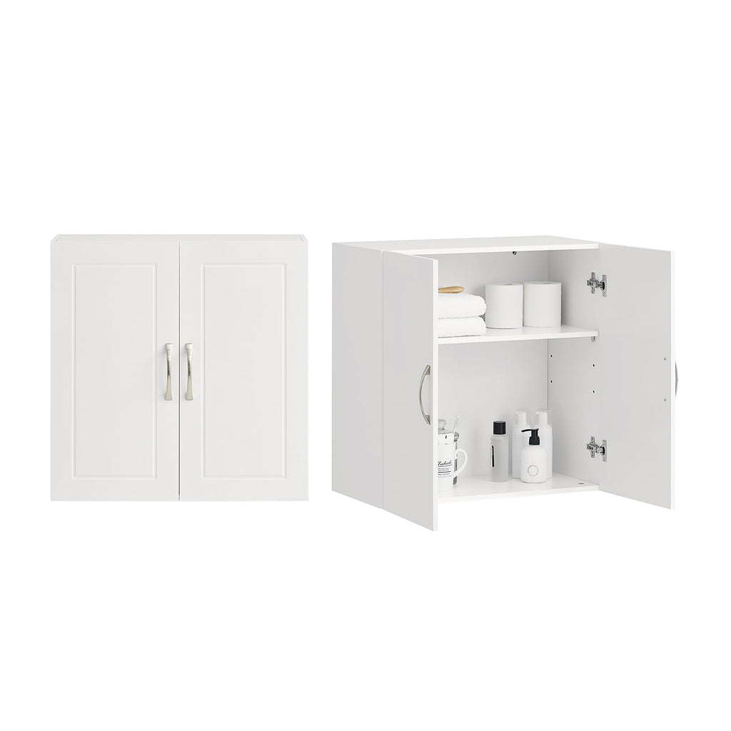 White Wall Storage Cabinet with Adjustable Shelf C590