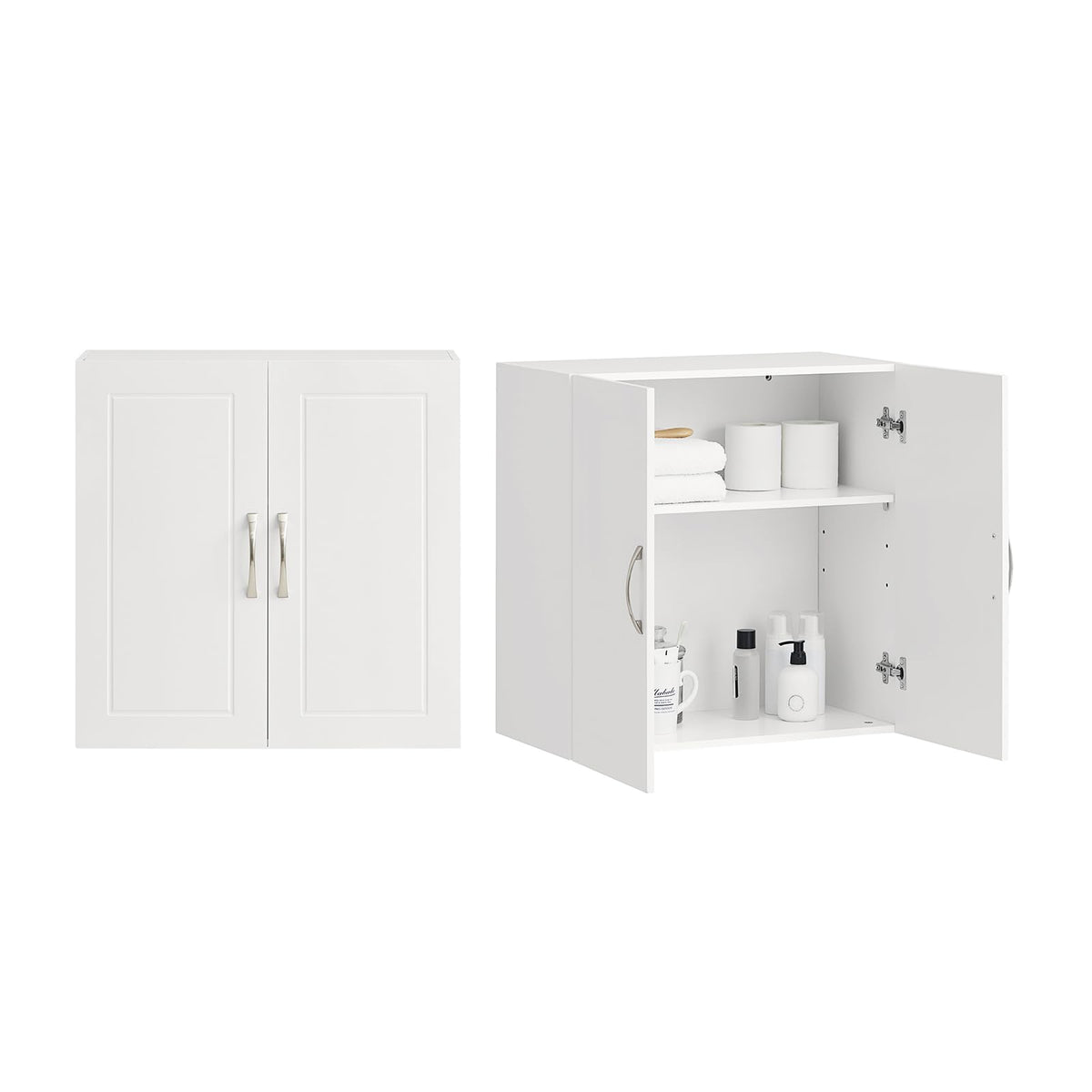 White Wall Storage Cabinet with Adjustable Shelf C590
