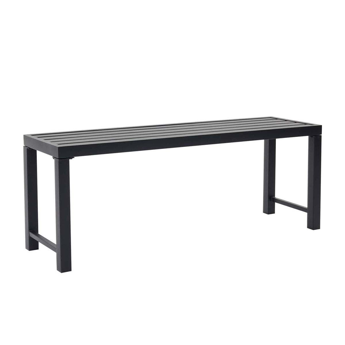 46" Black Metal Backless Outdoor Bench T73335