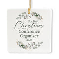 Ceramic 3-inch Square-Shaped Botanical Wreath Ornament W4798