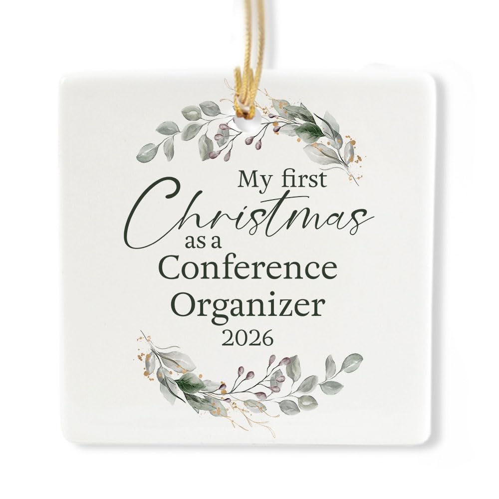 Ceramic 3-inch Square-Shaped Botanical Wreath Ornament W4798