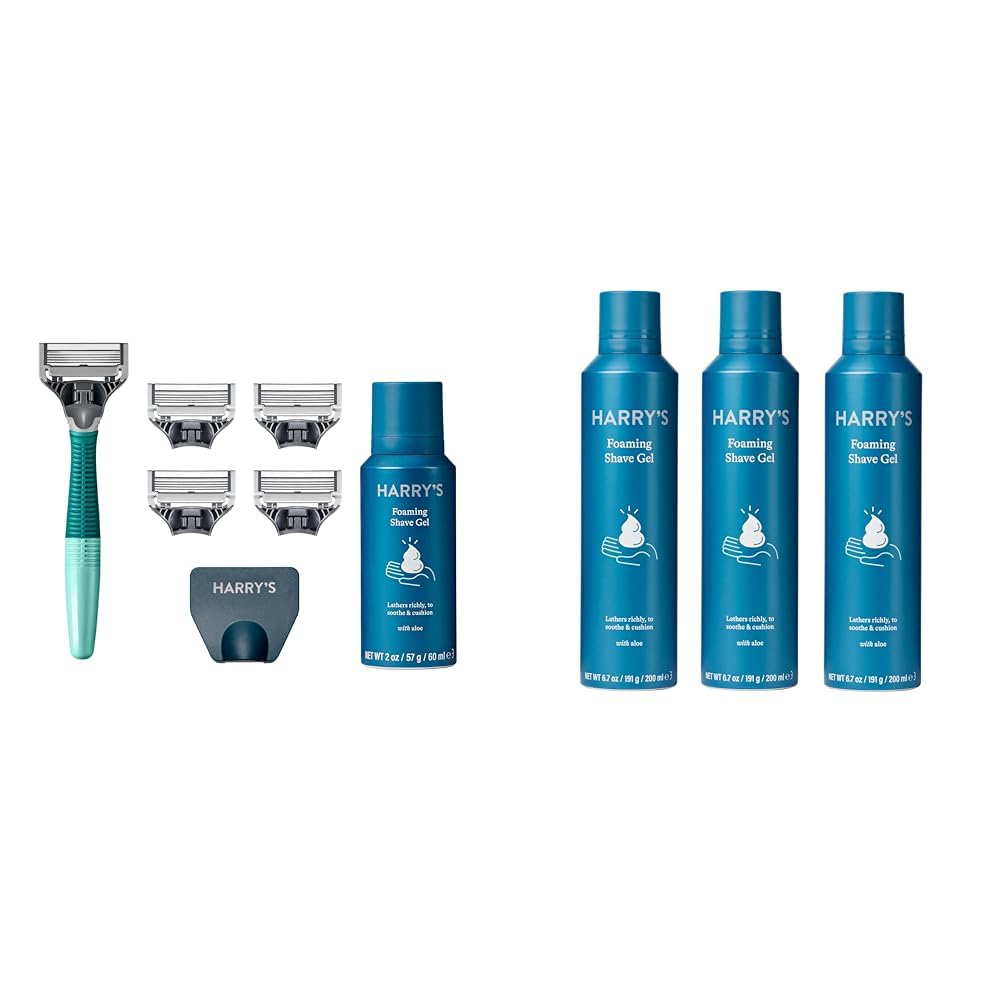 Razor Set with 5 Blade Refills, Travel Blade Cover, 2 oz Shave Gel & 3 Pack Shave Gel V25432