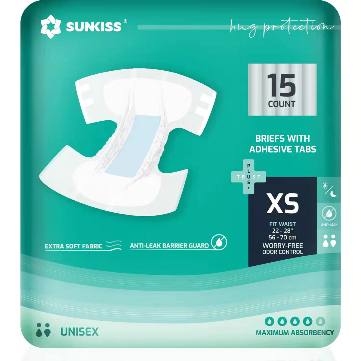 Adult Diapers XSmall 15 Count & Wet Wipes 8" x 12" 200 Count Bundle A26843