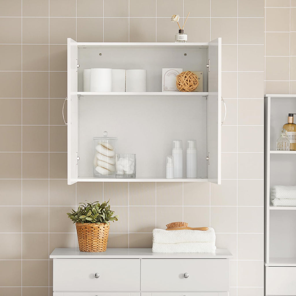 White Wall Storage Cabinet with Adjustable Shelf C590