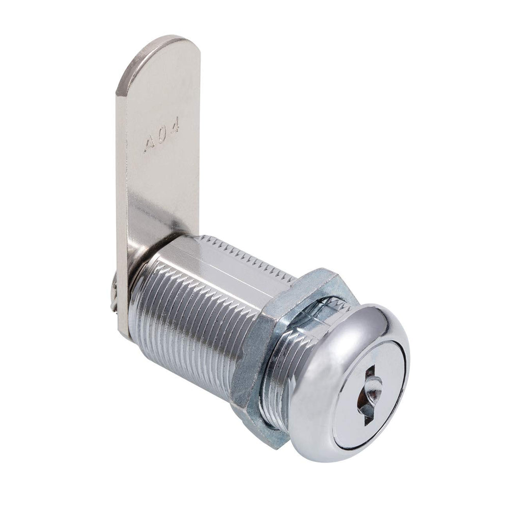 Keyed Alike 1-1/8” Cylinder Cam Locks Chrome Finish with 3 Cams and 2 Keys C8878