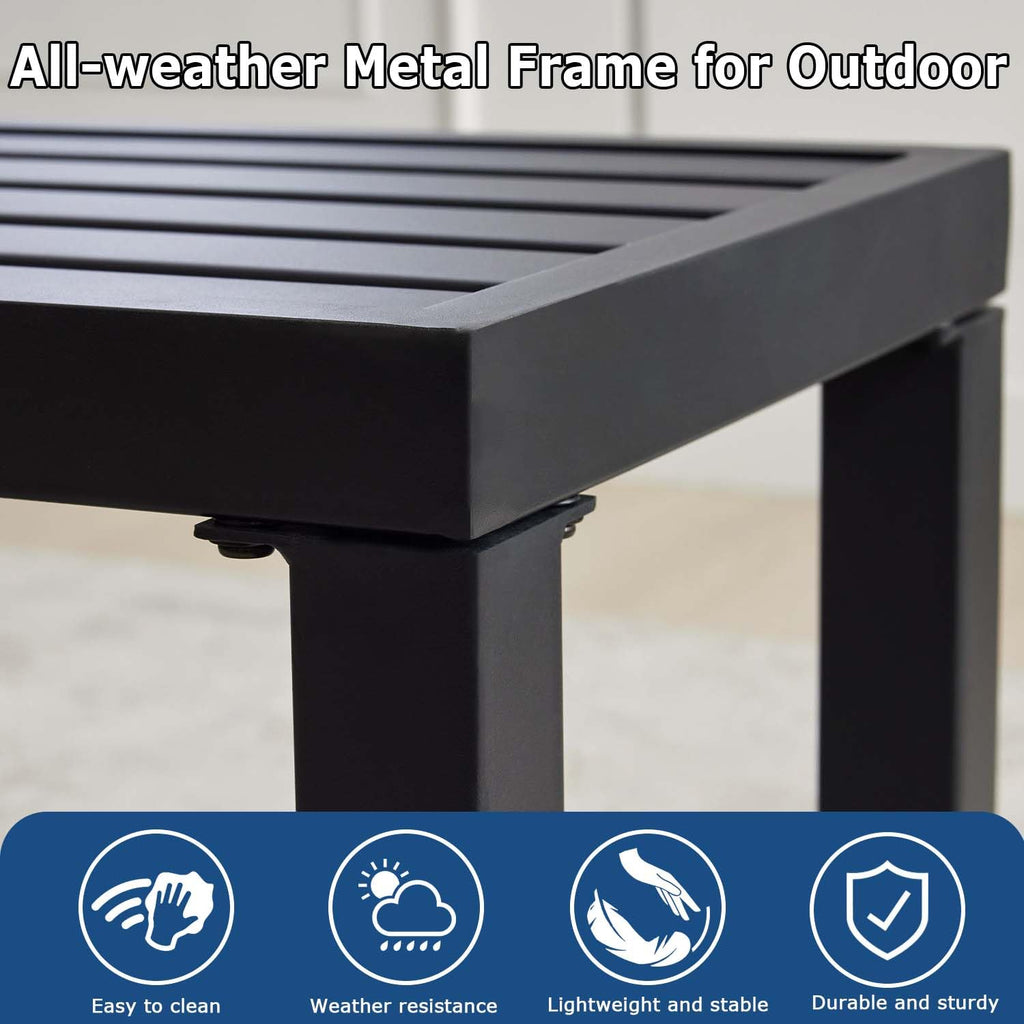 46" Black Metal Backless Outdoor Bench T73335