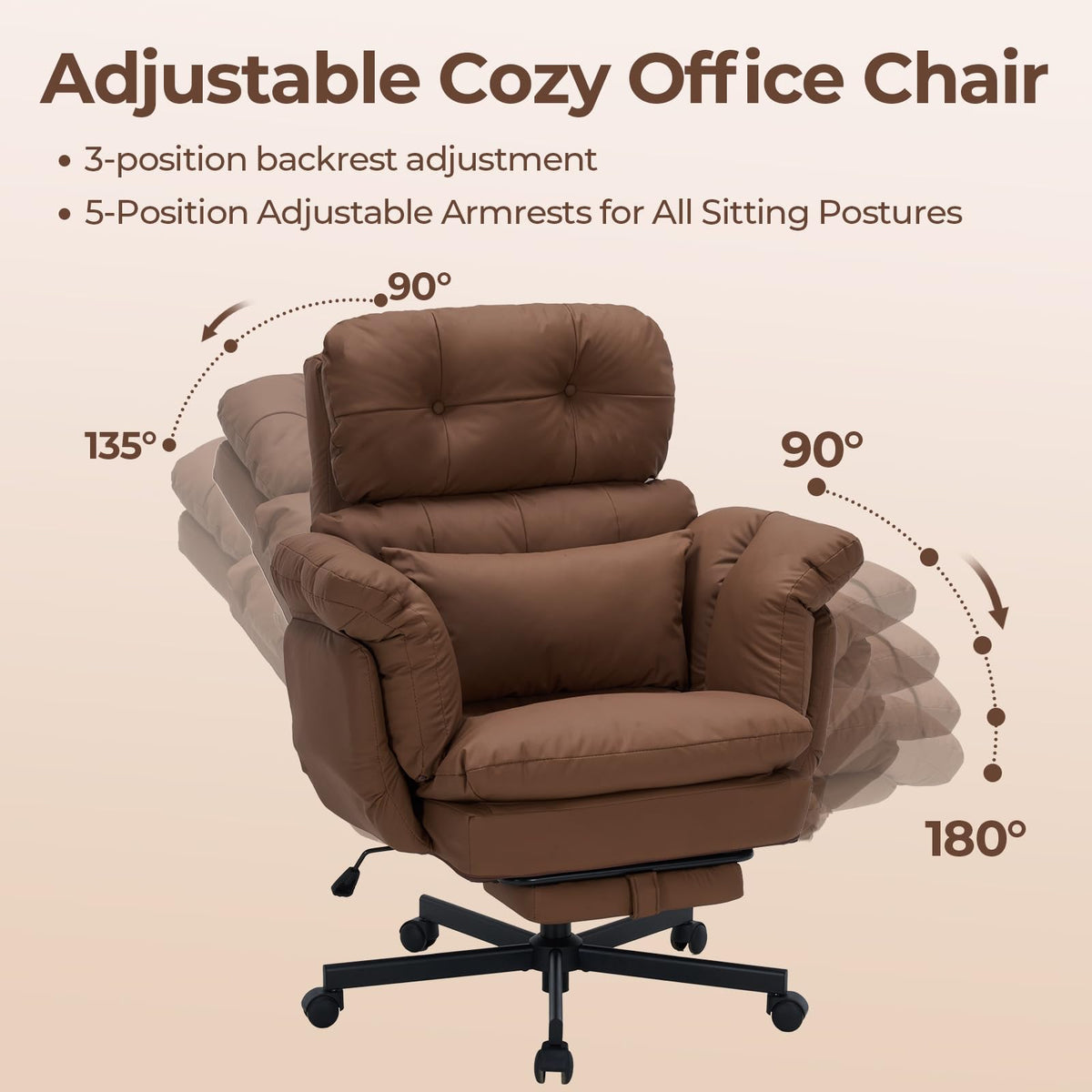 Brown Ergonomic Office Chair with Foot Rest Q583581