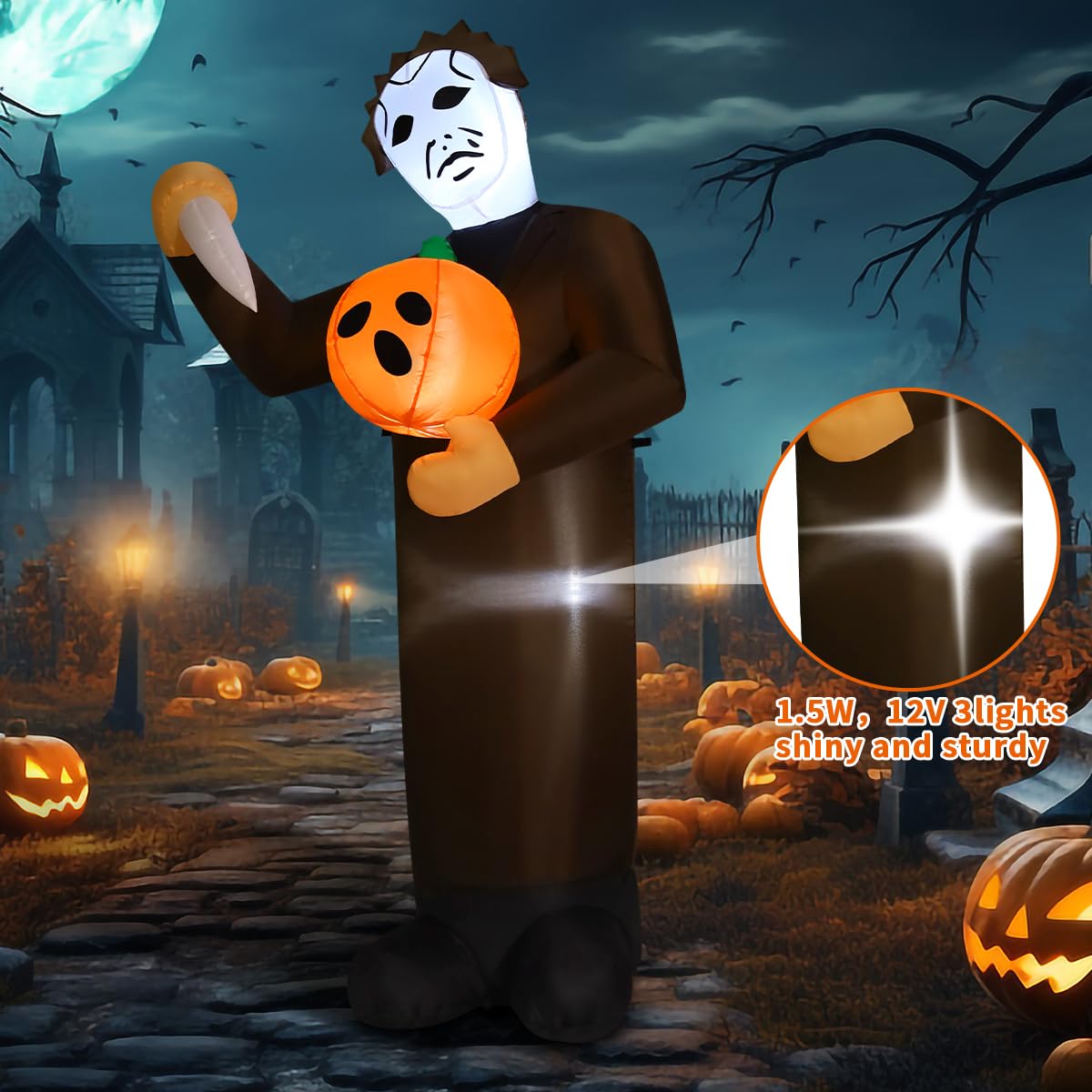 6FT Inflatable Scary Pumpkin with Built-in LEDs C6736