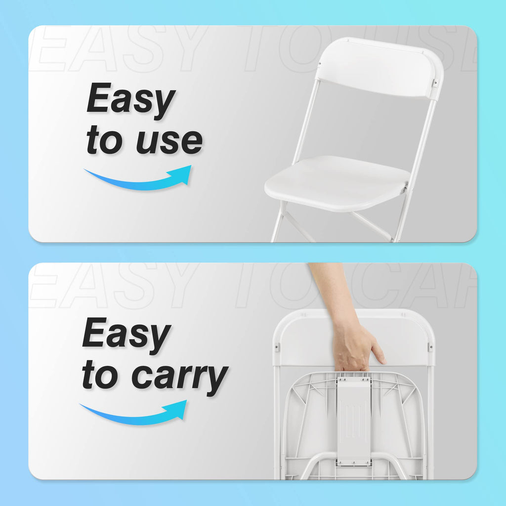 6 Pack White Plastic Folding Chair with Steel Frame I20779