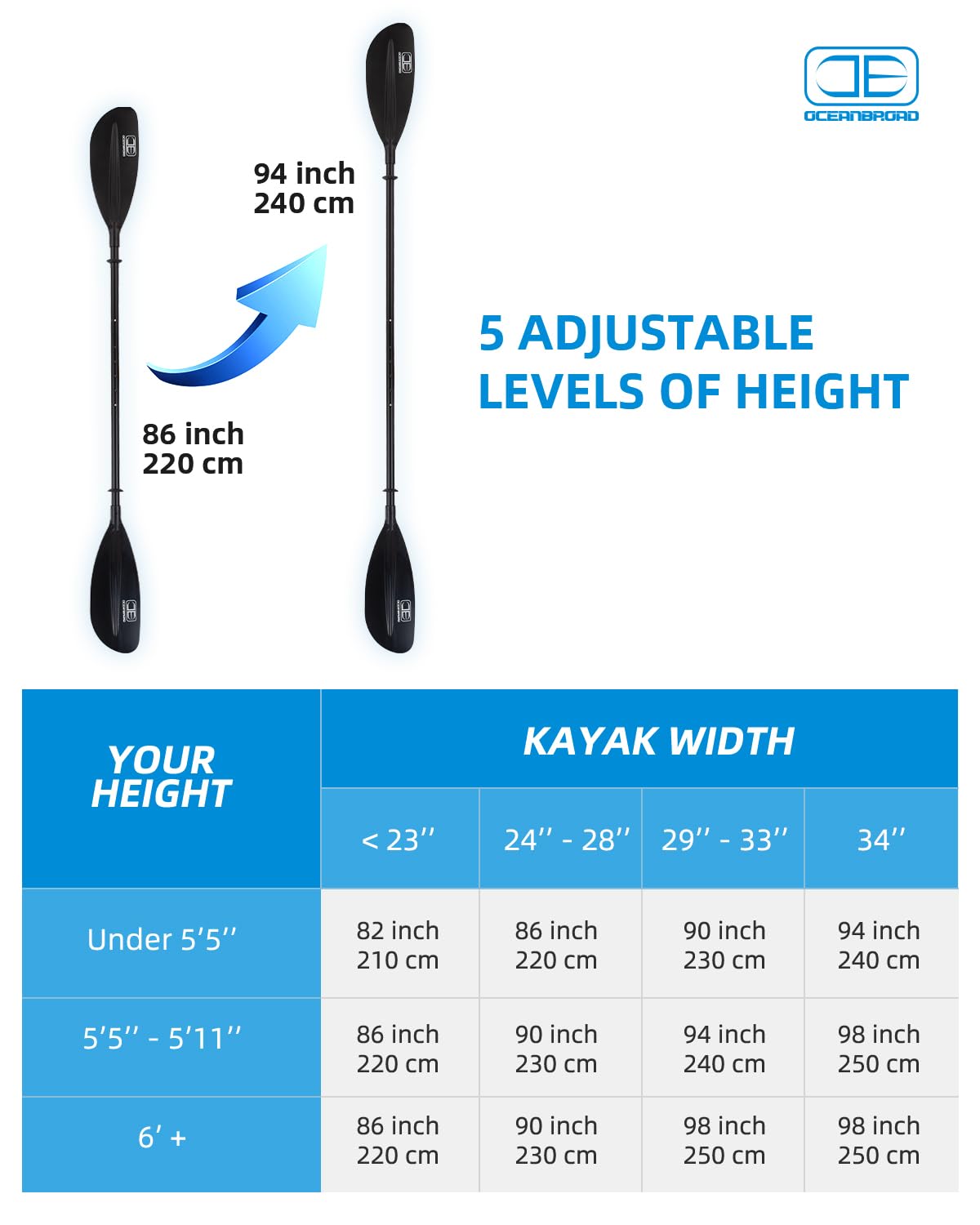 Adjustable Kayak Paddle with Paddle Leash V604