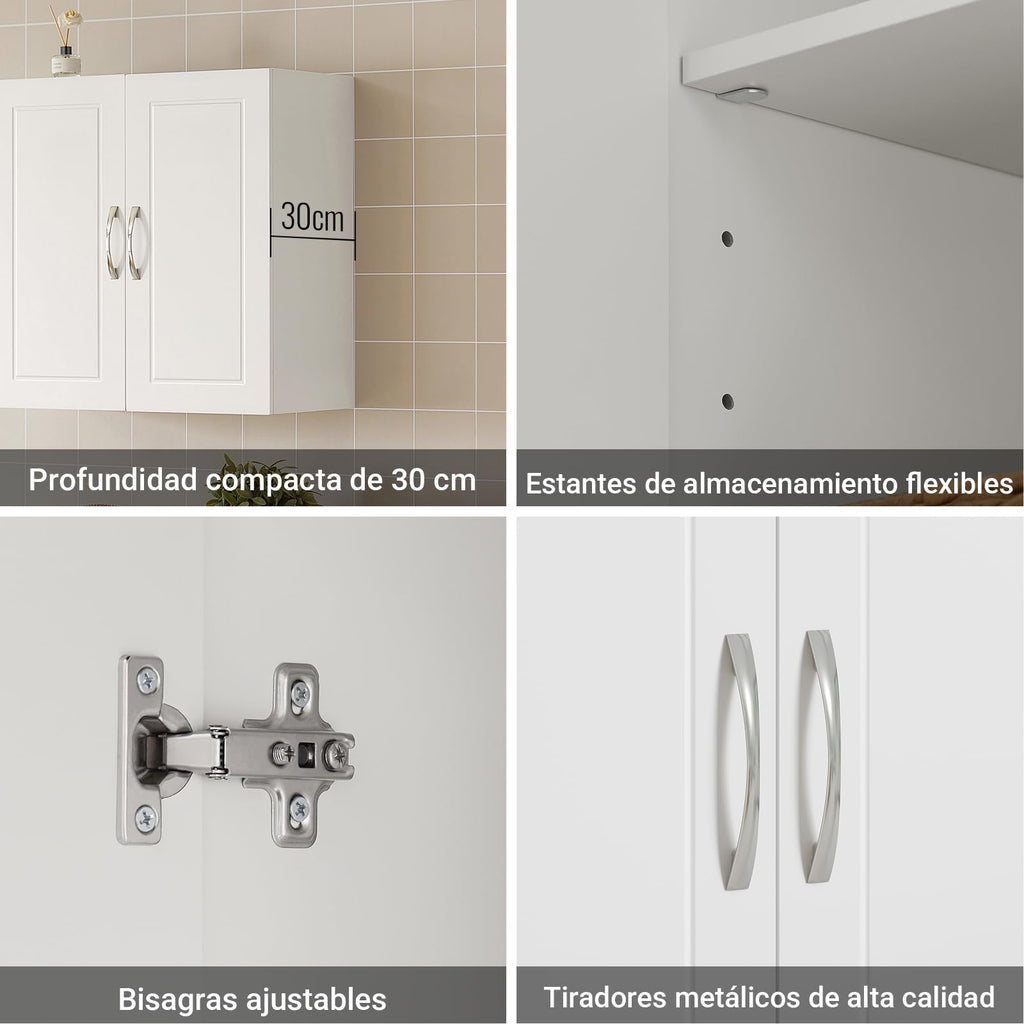 White Wall Storage Cabinet with Adjustable Shelf C590