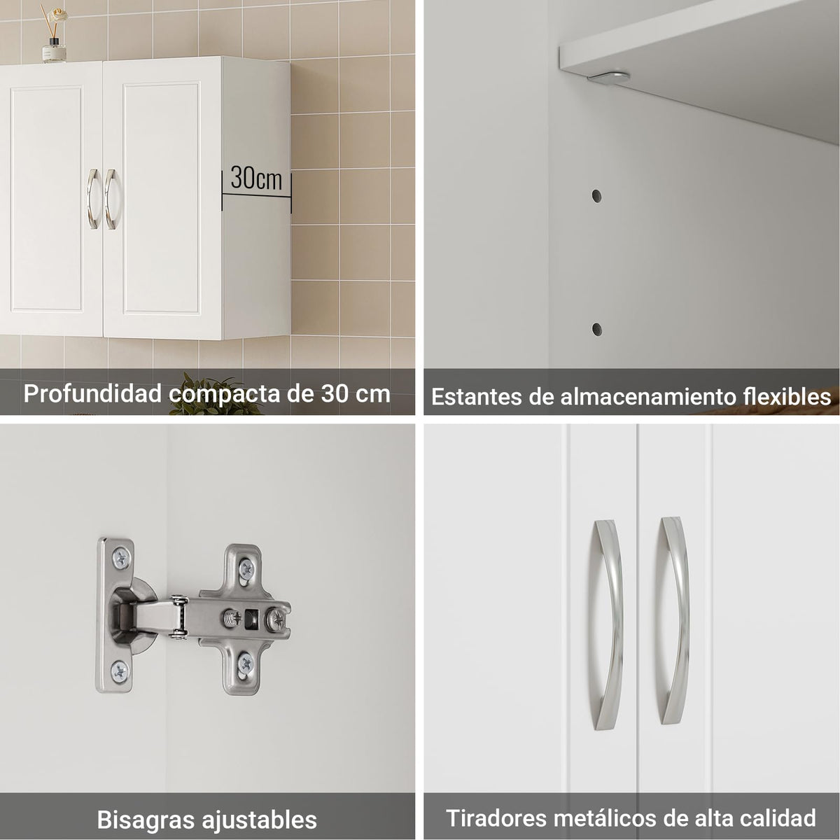 White Wall Storage Cabinet with Adjustable Shelf C590