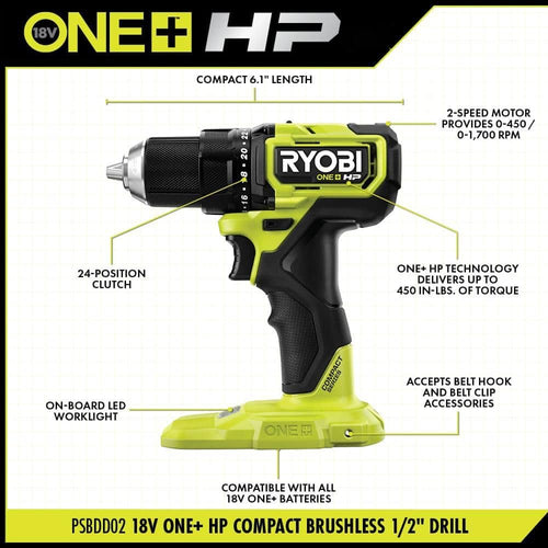 18V Brushless Cordless Compact 2-Tool Combo Kit with Drill/Driver G139999