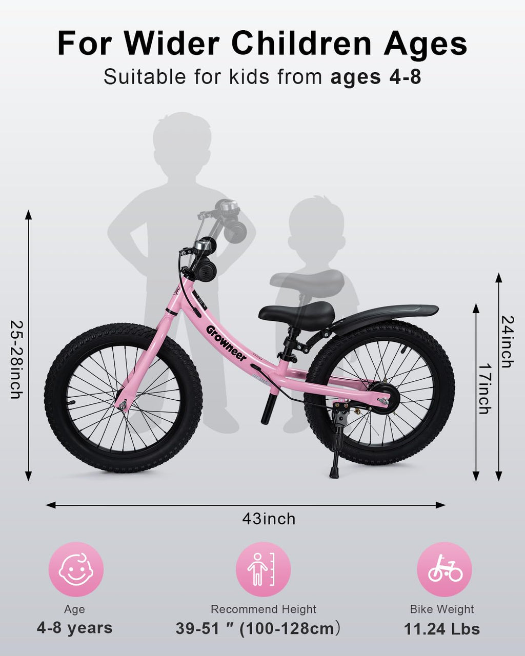 16" Pink Kids Balance Bike H7291