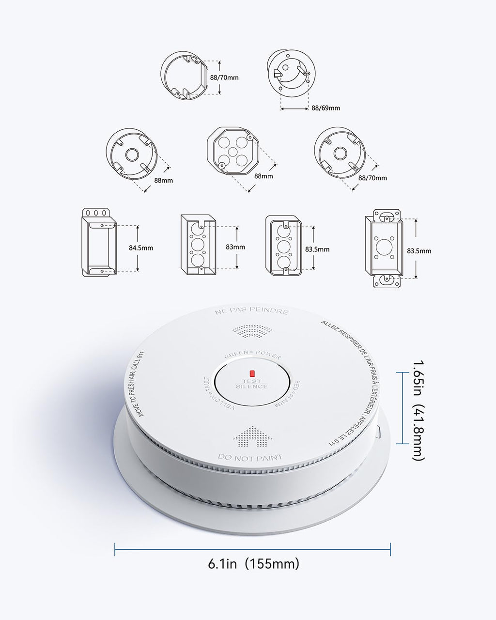 Smoke and Carbon Monoxide Detector Combo 10 Year Battery V43758