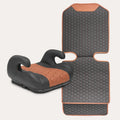 Black-Brown Backless Booster Seat with Latch and Waterproof Eco-Leather Seat Protector 2-Piece Set E1318