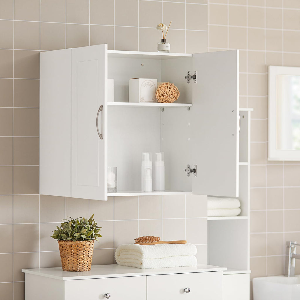 White Wall Storage Cabinet with Adjustable Shelf C590