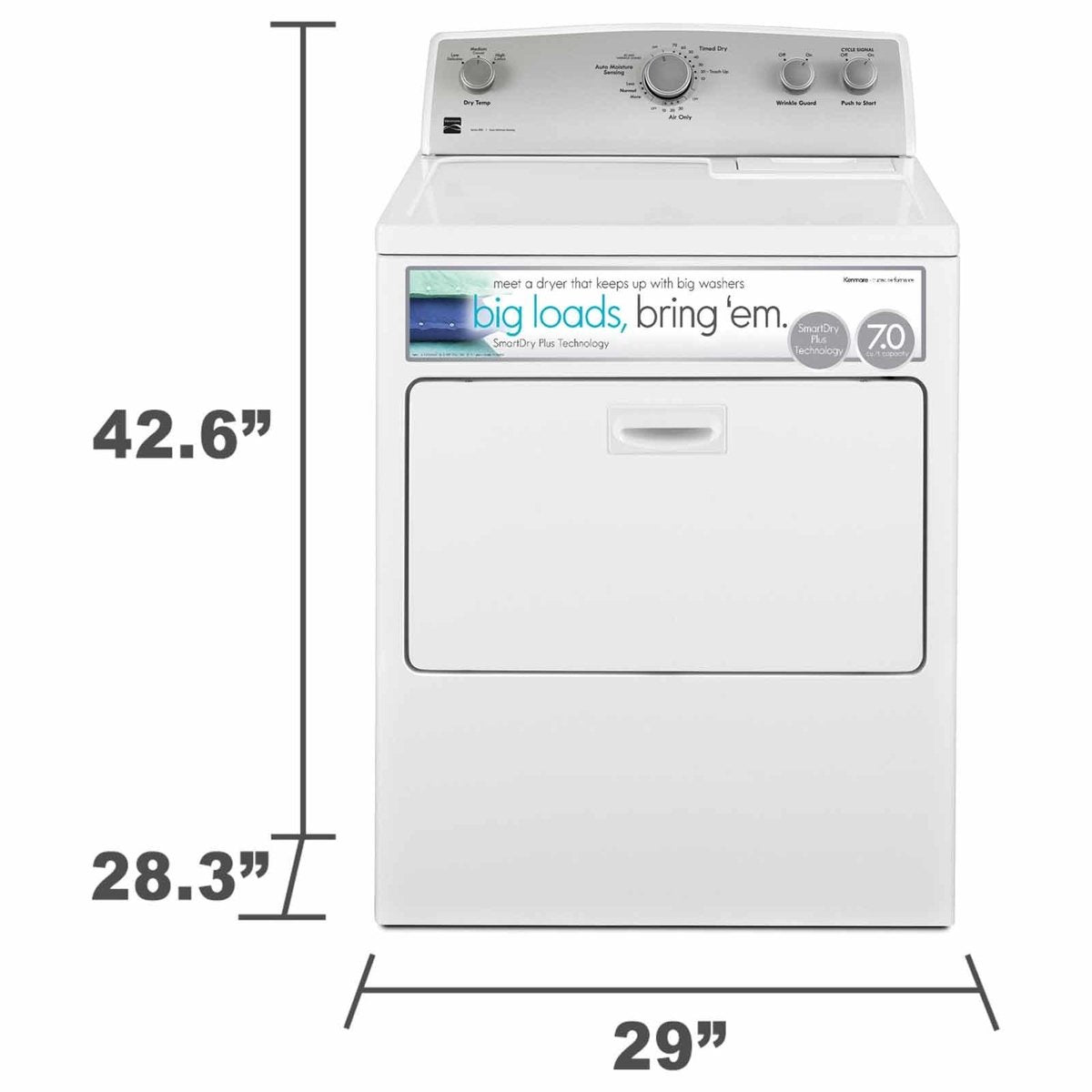 29" Front Load Electric Dryer 7.0 Cubic Feet White B62986