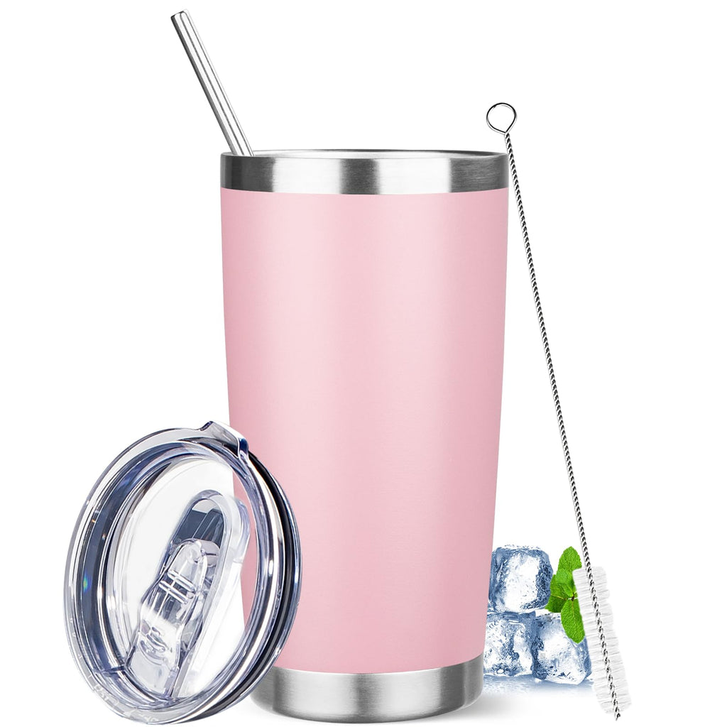 20 oz Stainless Steel Insulated Tumbler with Lids and Straws H857079