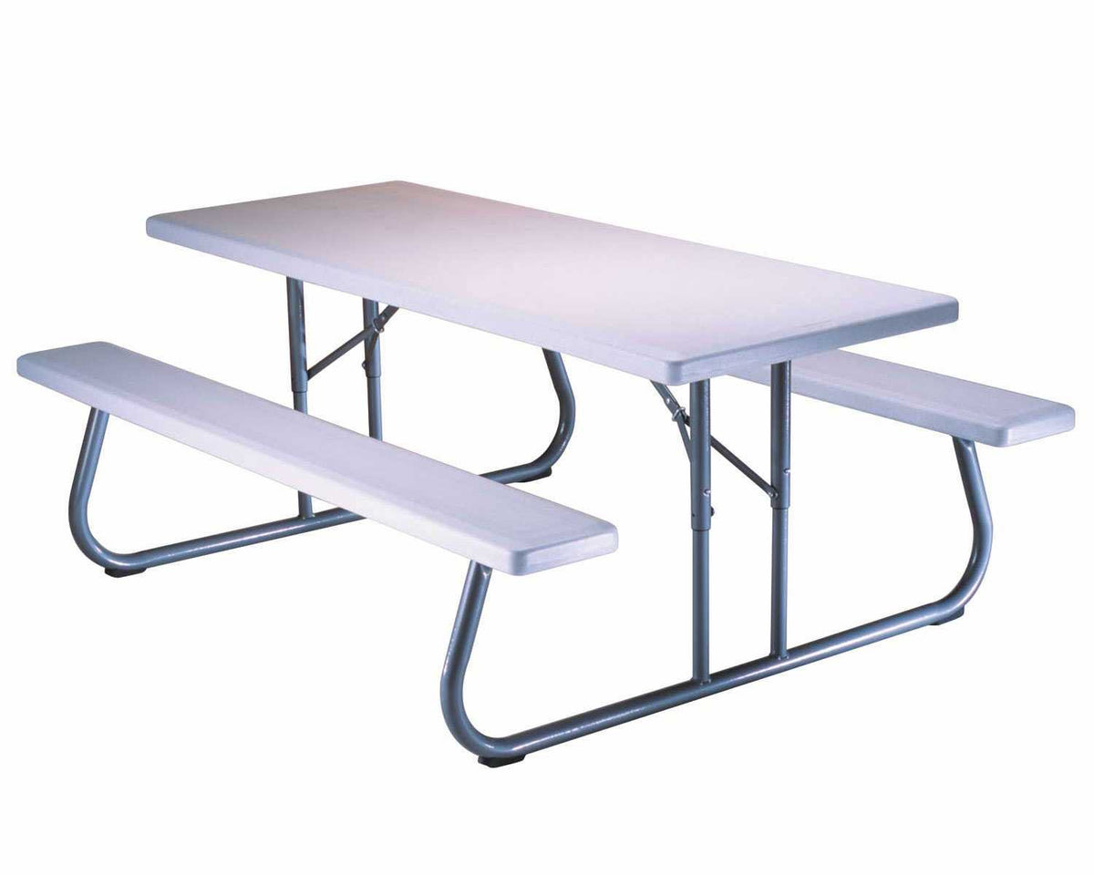 Folding Picnic Table 6 Feet White Granite I356047