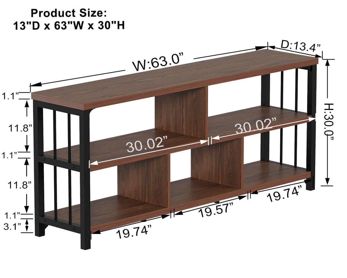 63” Long Low Open Wood Bookshelf X620920