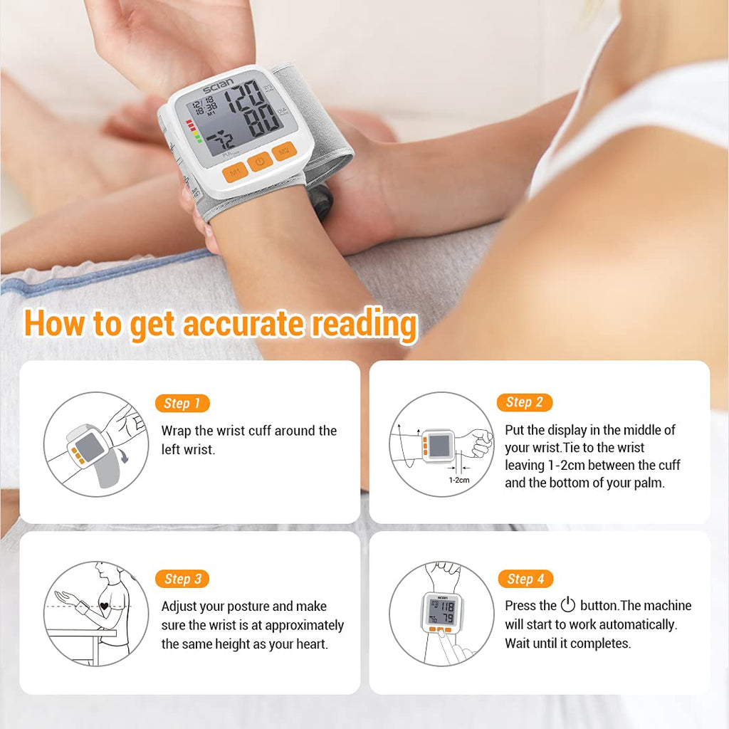 Wrist Blood Pressure Cuff with Adjustable Cuff and LCD Display B437554