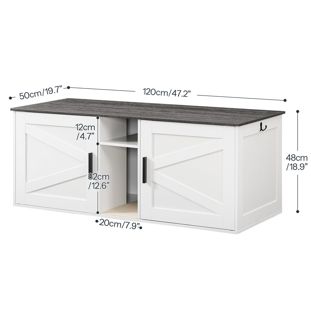 White and Charcoal Gray Cat Litter Box Enclosure O3599