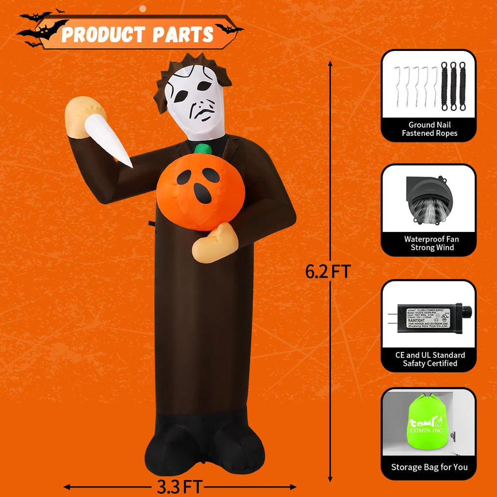 6FT Inflatable Scary Pumpkin with Built-in LEDs C6736