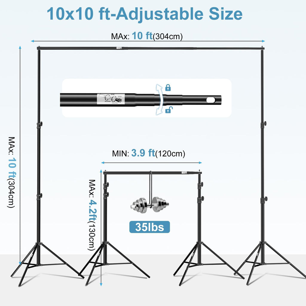10x10Ft Heavy Duty Adjustable Backdrop Stand C578