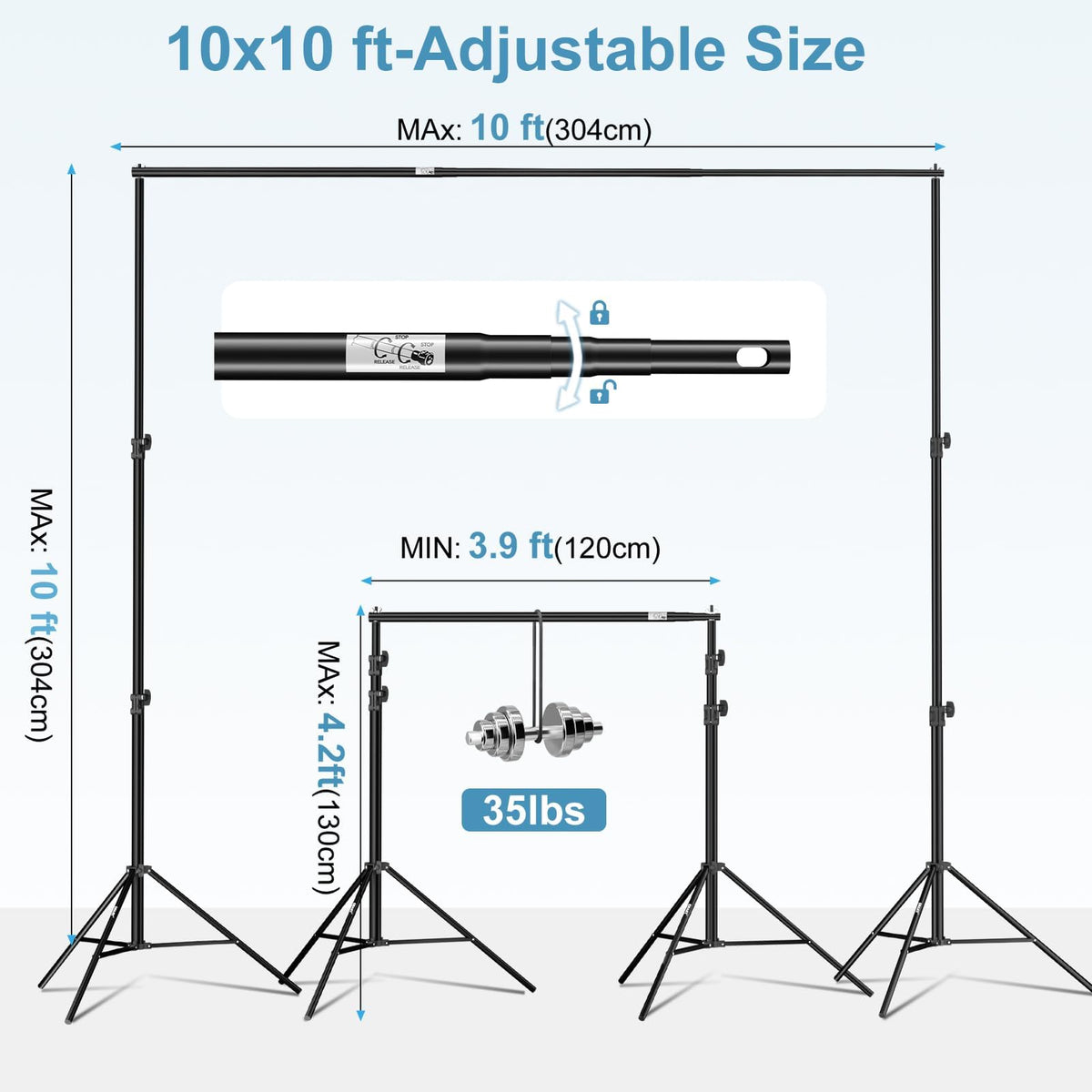 10x10Ft Heavy Duty Adjustable Backdrop Stand C578