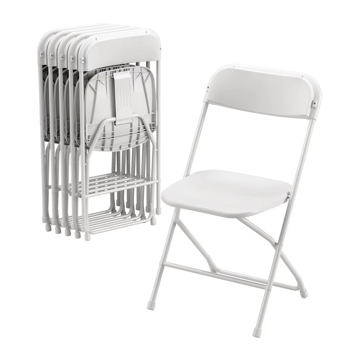 6 Pack White Plastic Folding Chair with Steel Frame I20779