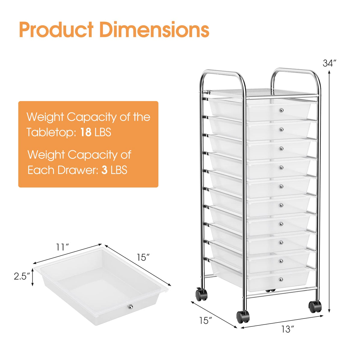 10 Drawers Rolling Storage Cart V185923
