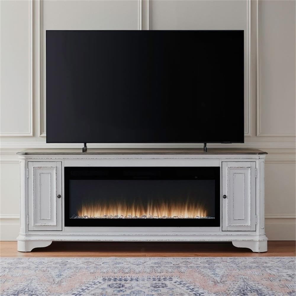 82 Inch Fireplace TV Console with Adjustable Shelves S799