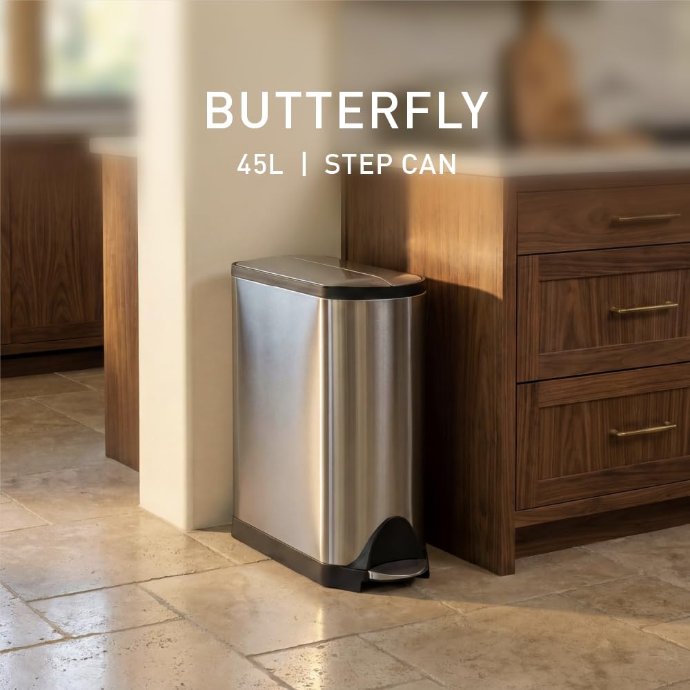 45 Liter Brushed Stainless Steel Step Trash Can G249