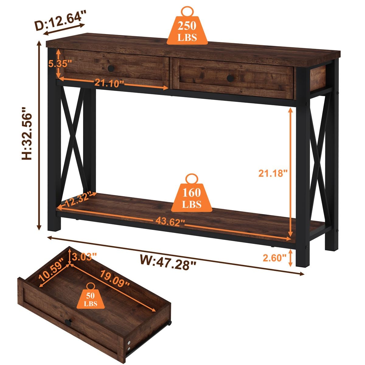 Console Table with 2 Drawers R9707
