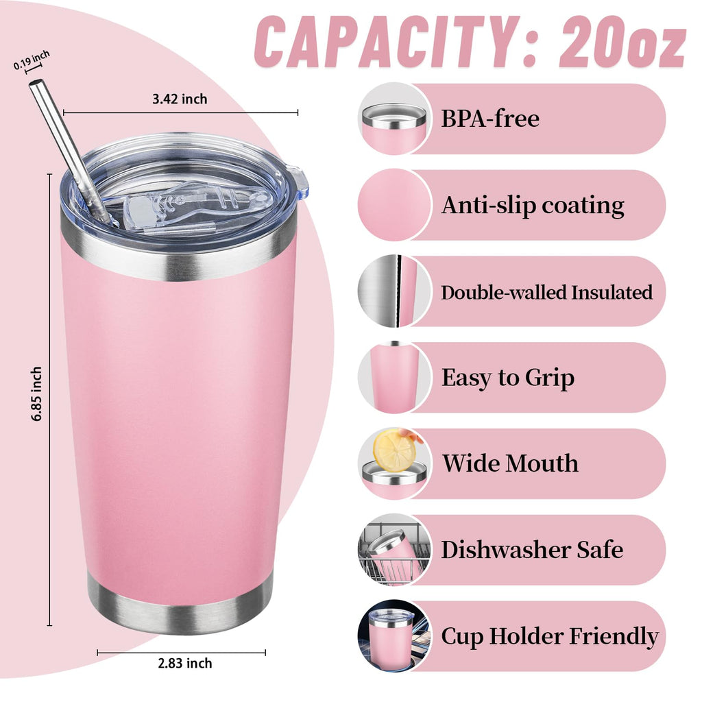 20 oz Stainless Steel Insulated Tumbler with Lids and Straws H857079