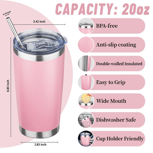 20 oz Stainless Steel Insulated Tumbler with Lids and Straws H857079