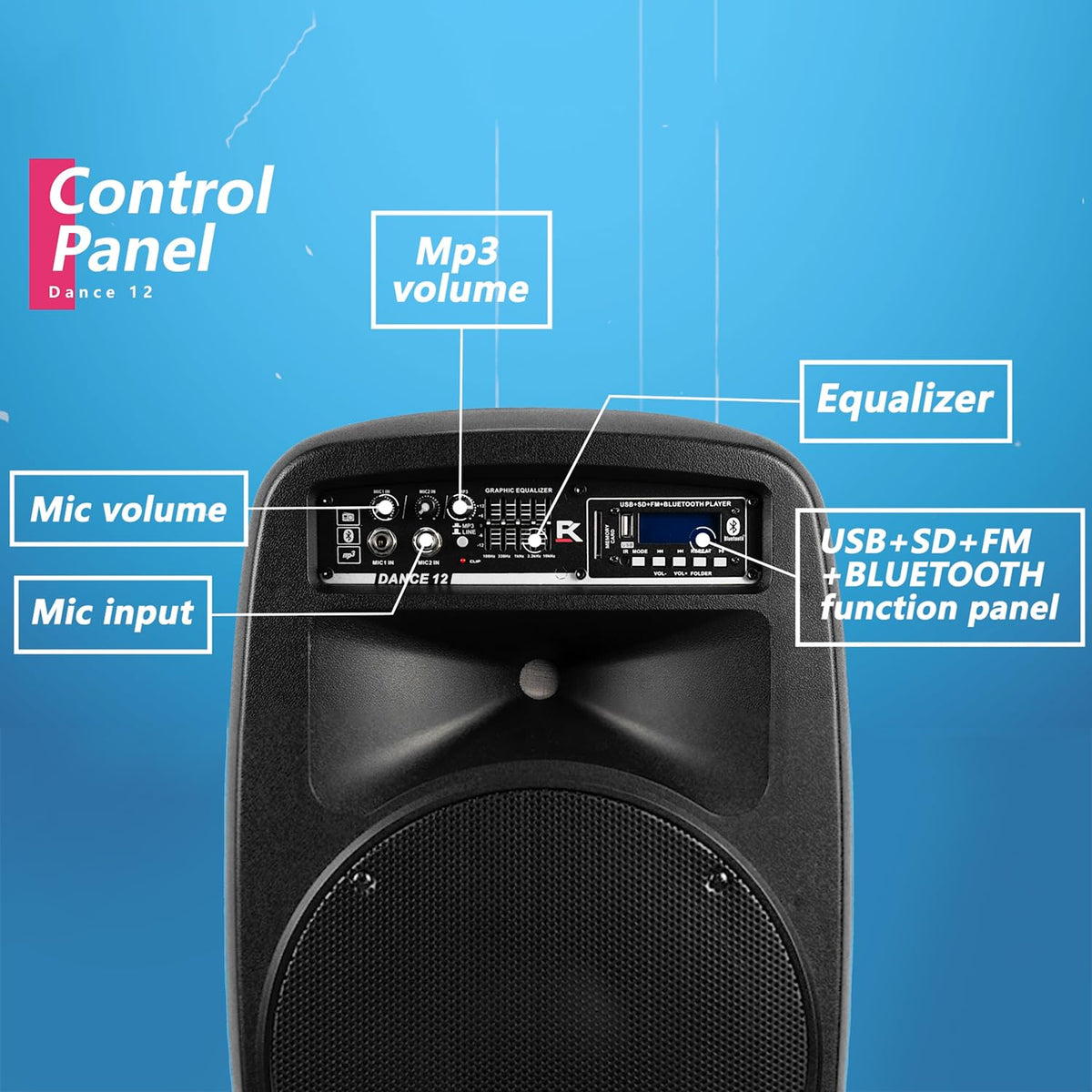 Portable 12-Inch 1000 Watts 2-Way Powered PA Speaker System Q87499