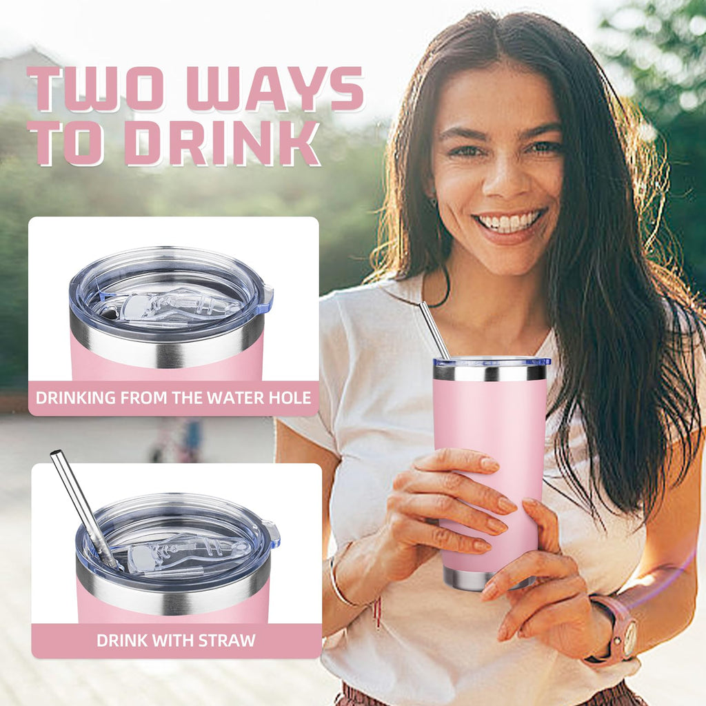20 oz Stainless Steel Insulated Tumbler with Lids and Straws H857079