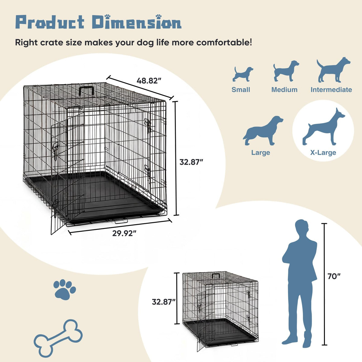48 Inch Foldable Dog Crate X76378