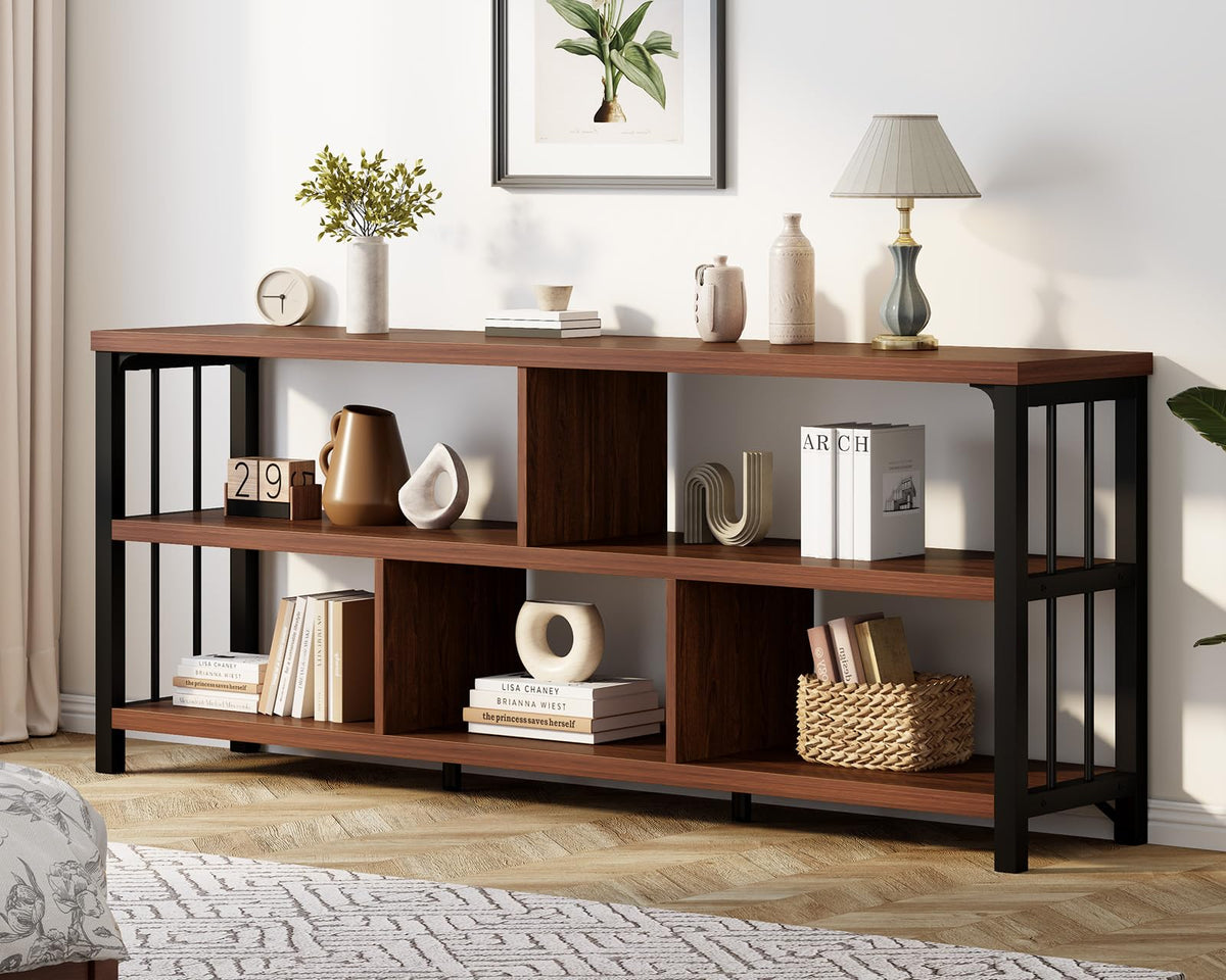 63” Long Low Open Wood Bookshelf X620920