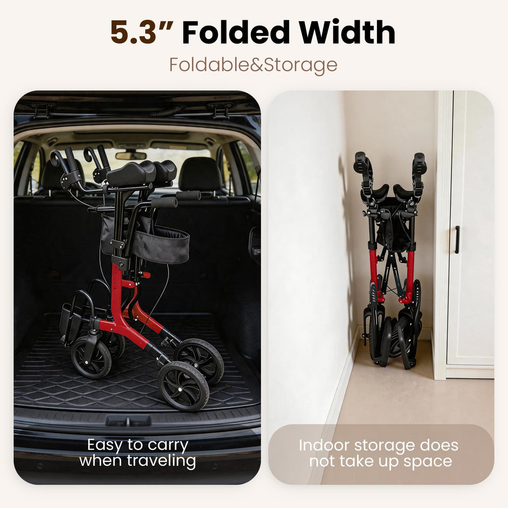 Foldable Lightweight Upright Walker with Seat Armrest Pedal M83071