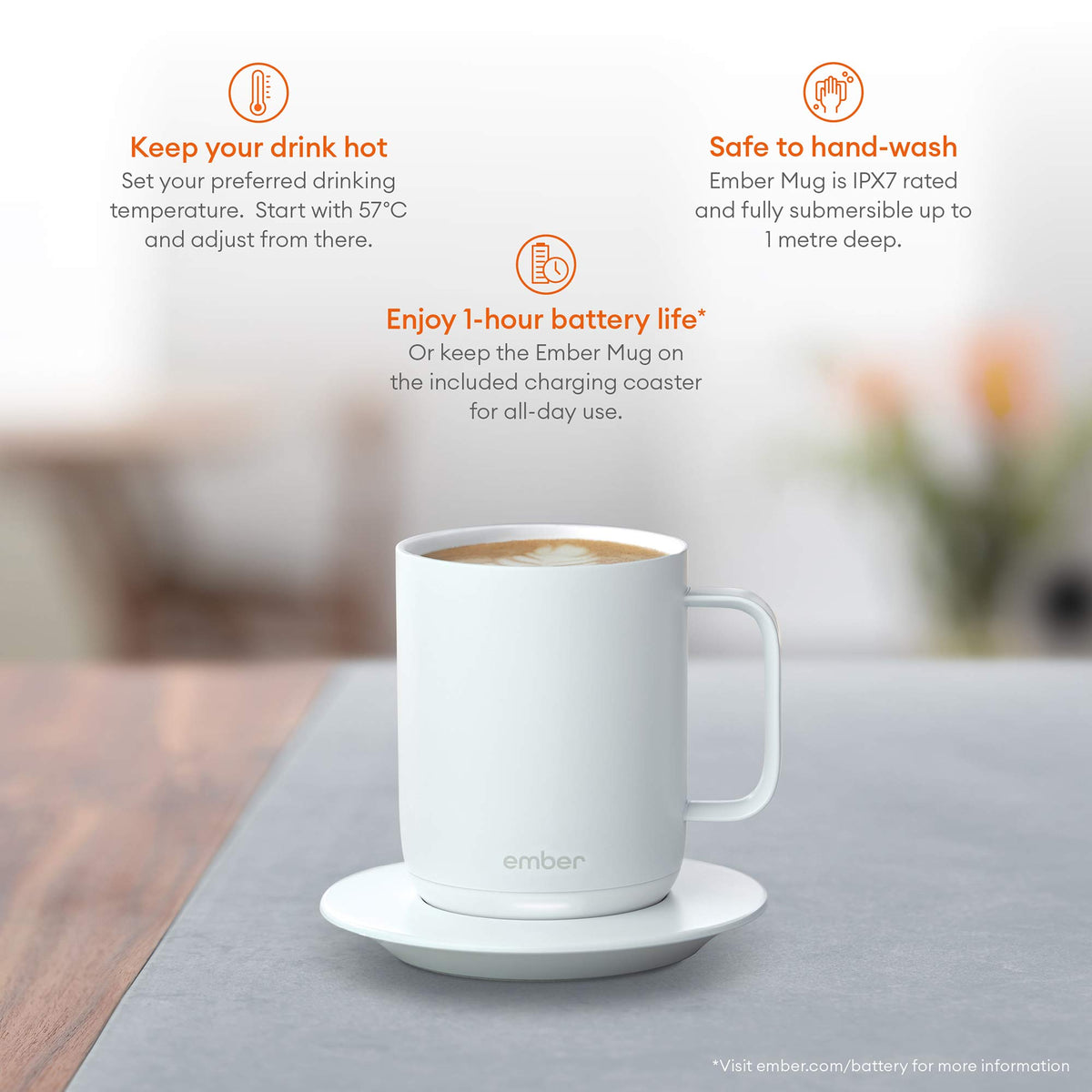 White 10 Ounce Heated Coffee Mug C14466