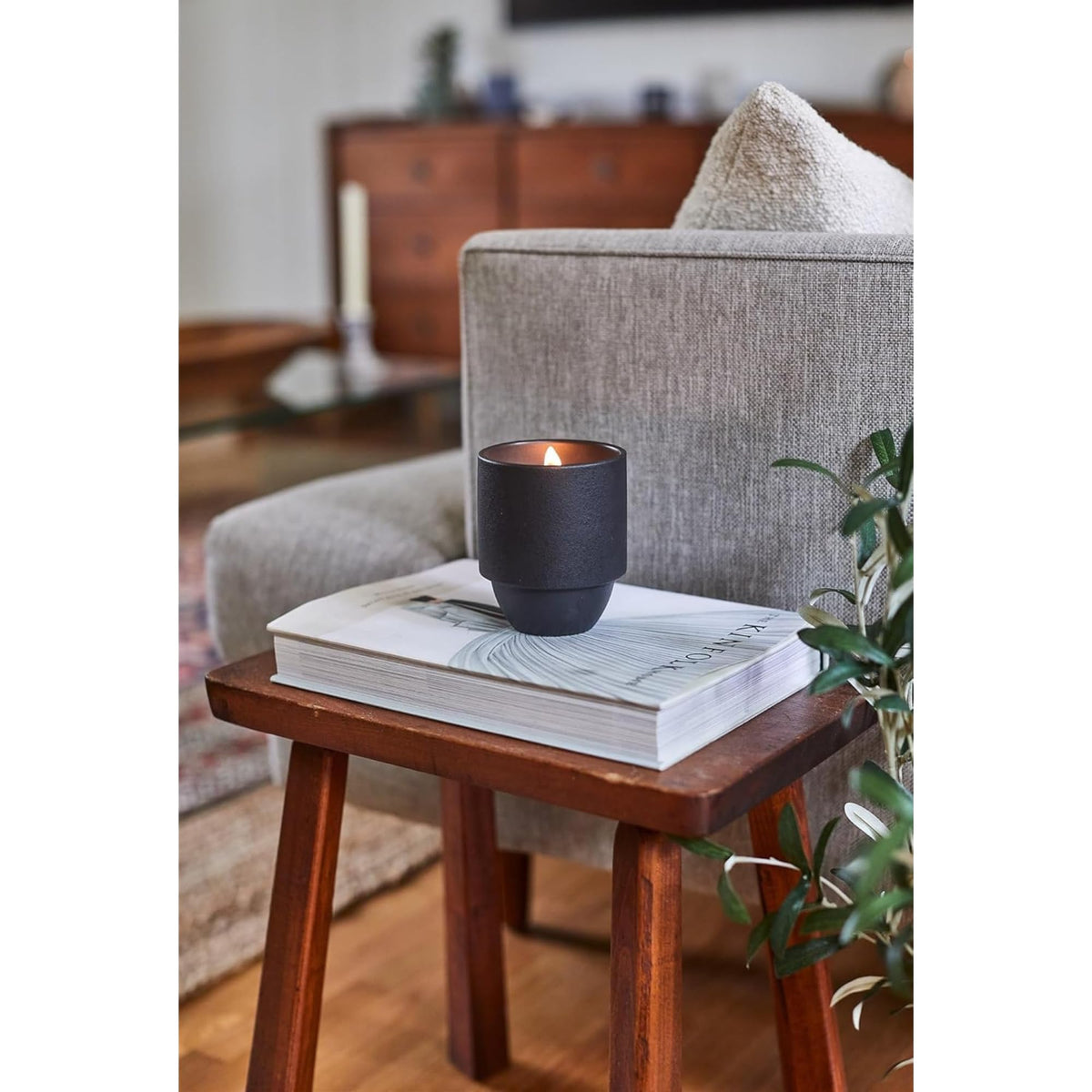 Scented Soy Candle in Reusable Ceramic Jar with Wood Wick, 11 oz T5410