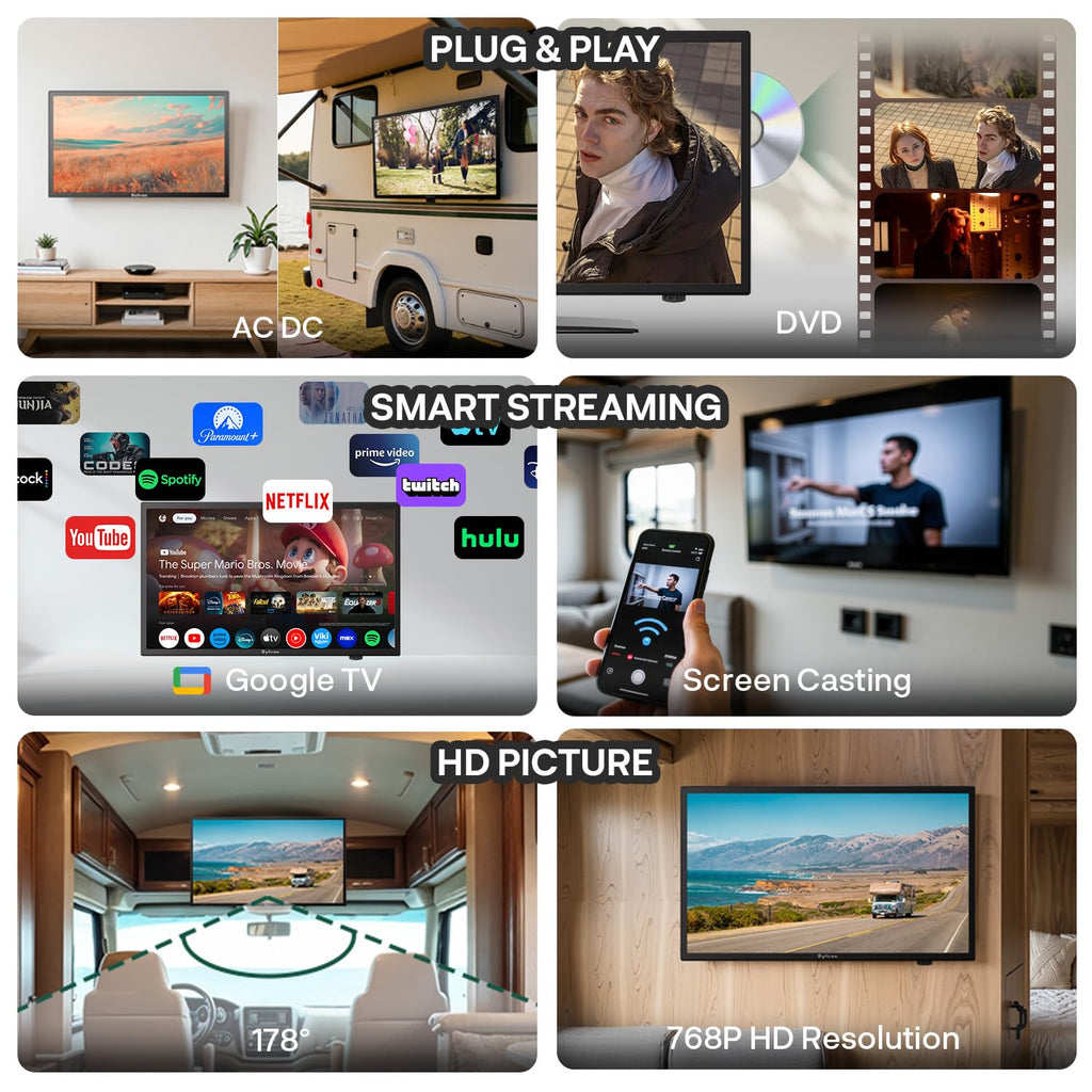 19'' 12V RV TV with Built-in DVD 1080P L68691