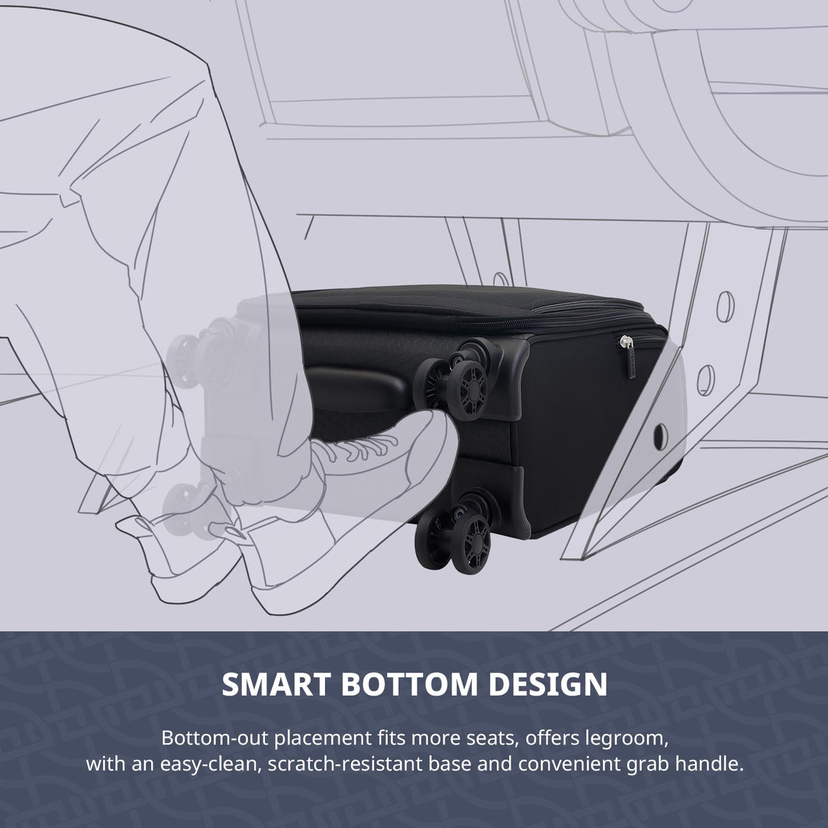 14-Inch Underseat Carry On Luggage with Spinner Wheels & USB Charging Port C4830