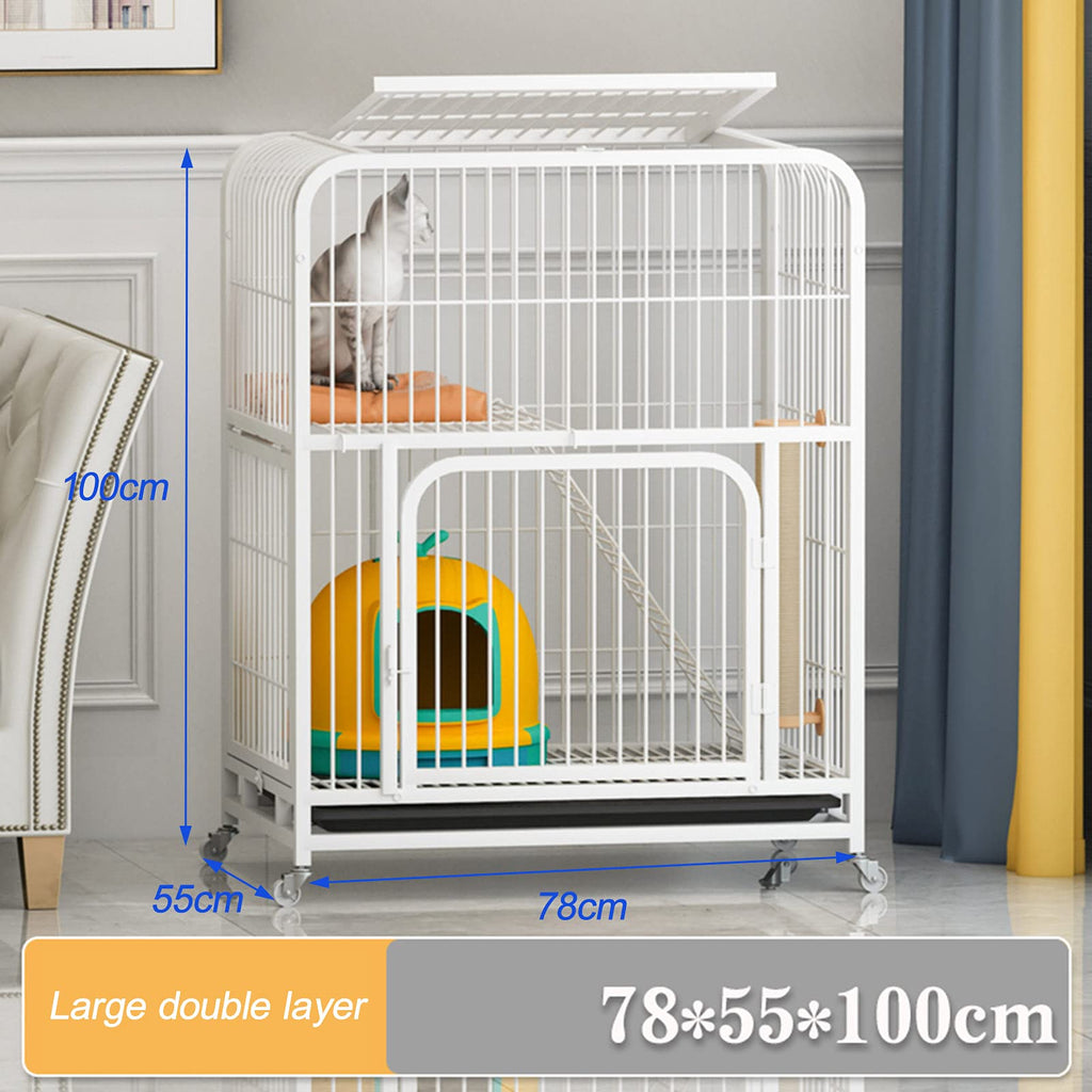 Large 3-Tier Metal Wire Cat Cage with Hammock and Casters G703757