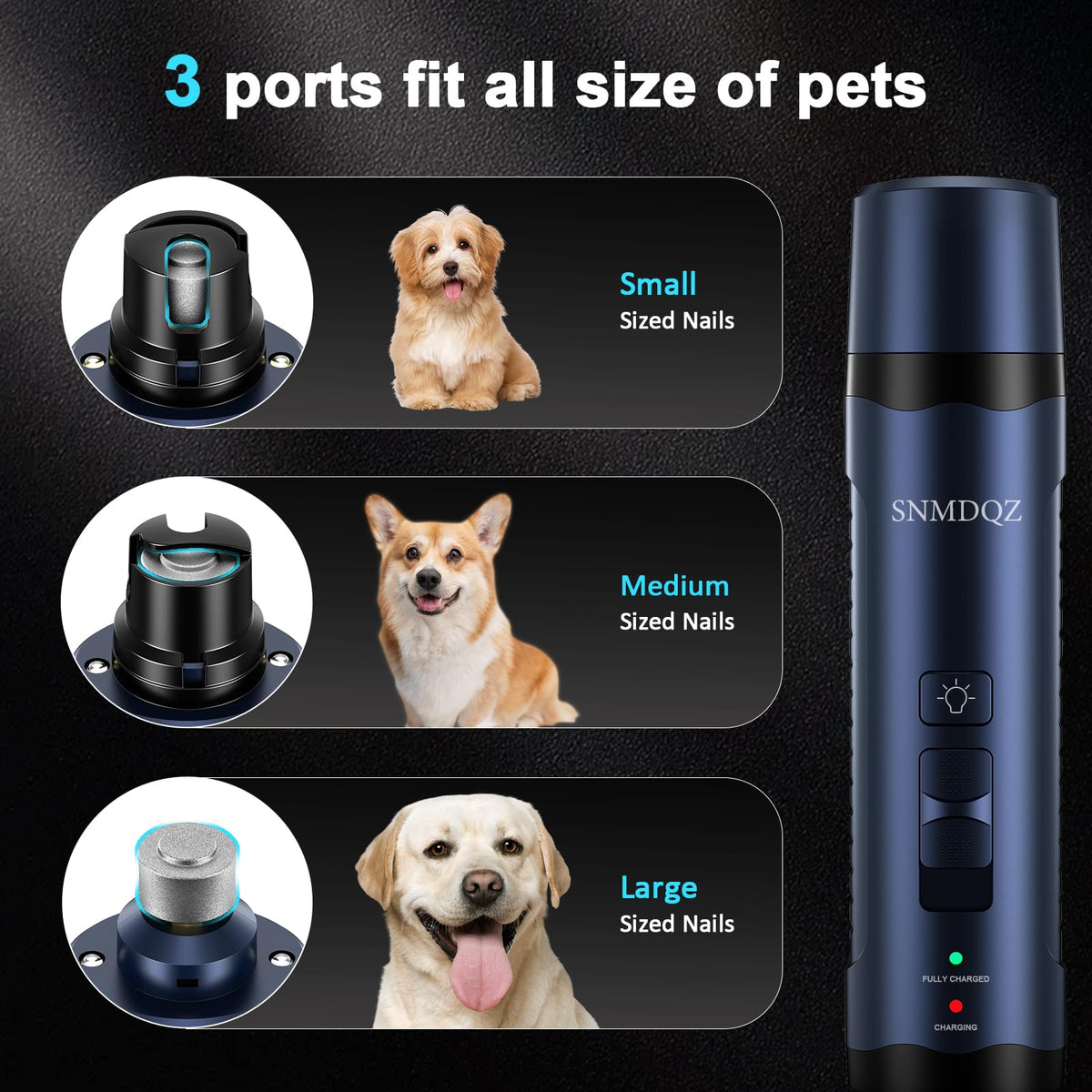 Dog Nail Grinder and Clippers Kit with 2 LED Lights I682