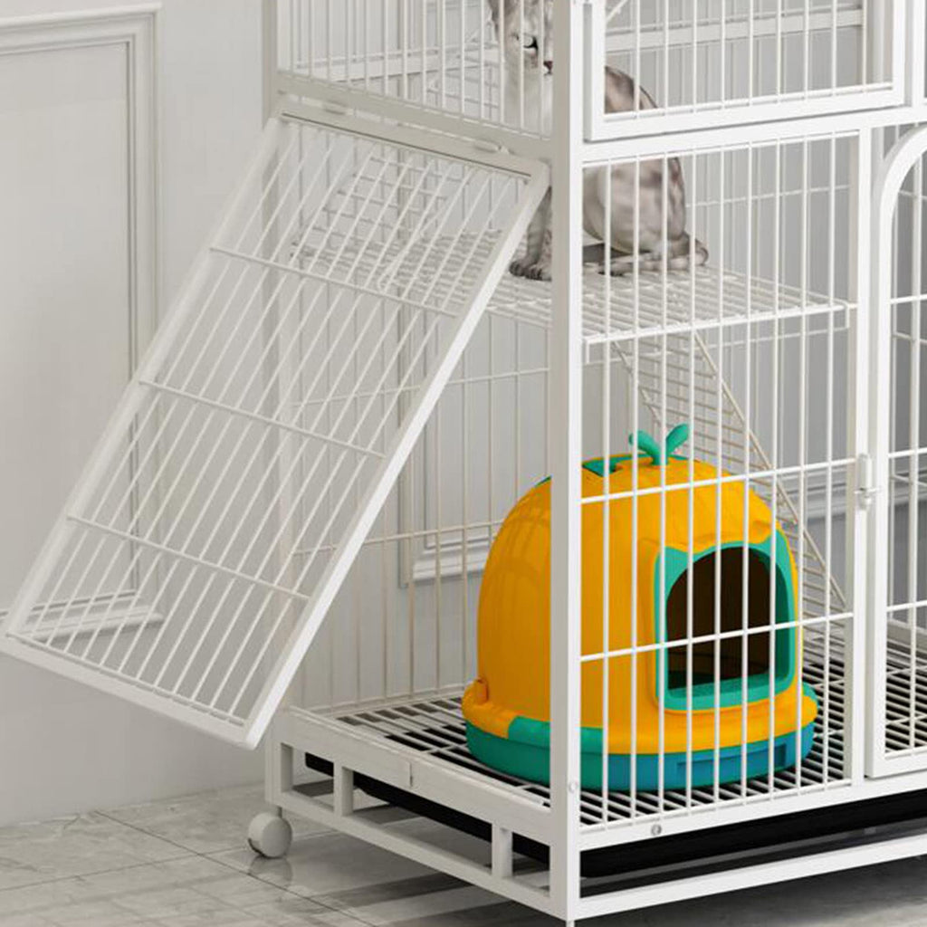 Large 3-Tier Metal Wire Cat Cage with Hammock and Casters G703757